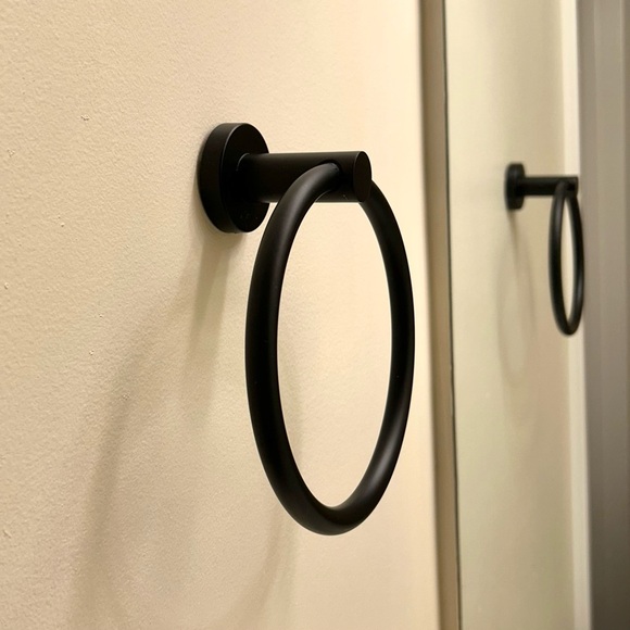 Matte Black Wall Mount Towel Holder Ring - Picture 3 of 7